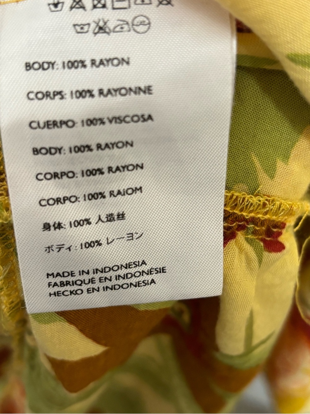 Faithfull the Brand Yellow Tropical Floral V-Neck Tiered Midi Dress XL - Picture 6 of 6